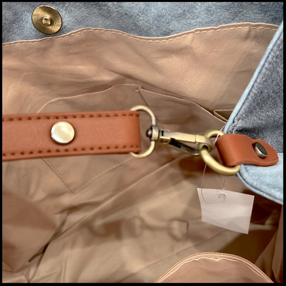 Blue Faux Leather Convertible HOBO Bag - Picture 11 of 14